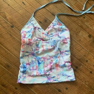 Athleta Girl watercolor halter tie 8-10 swim tankini top